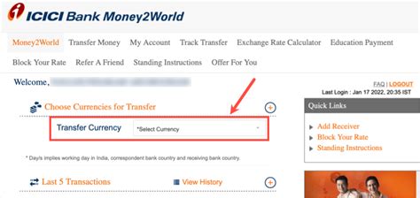 icici money2world website.